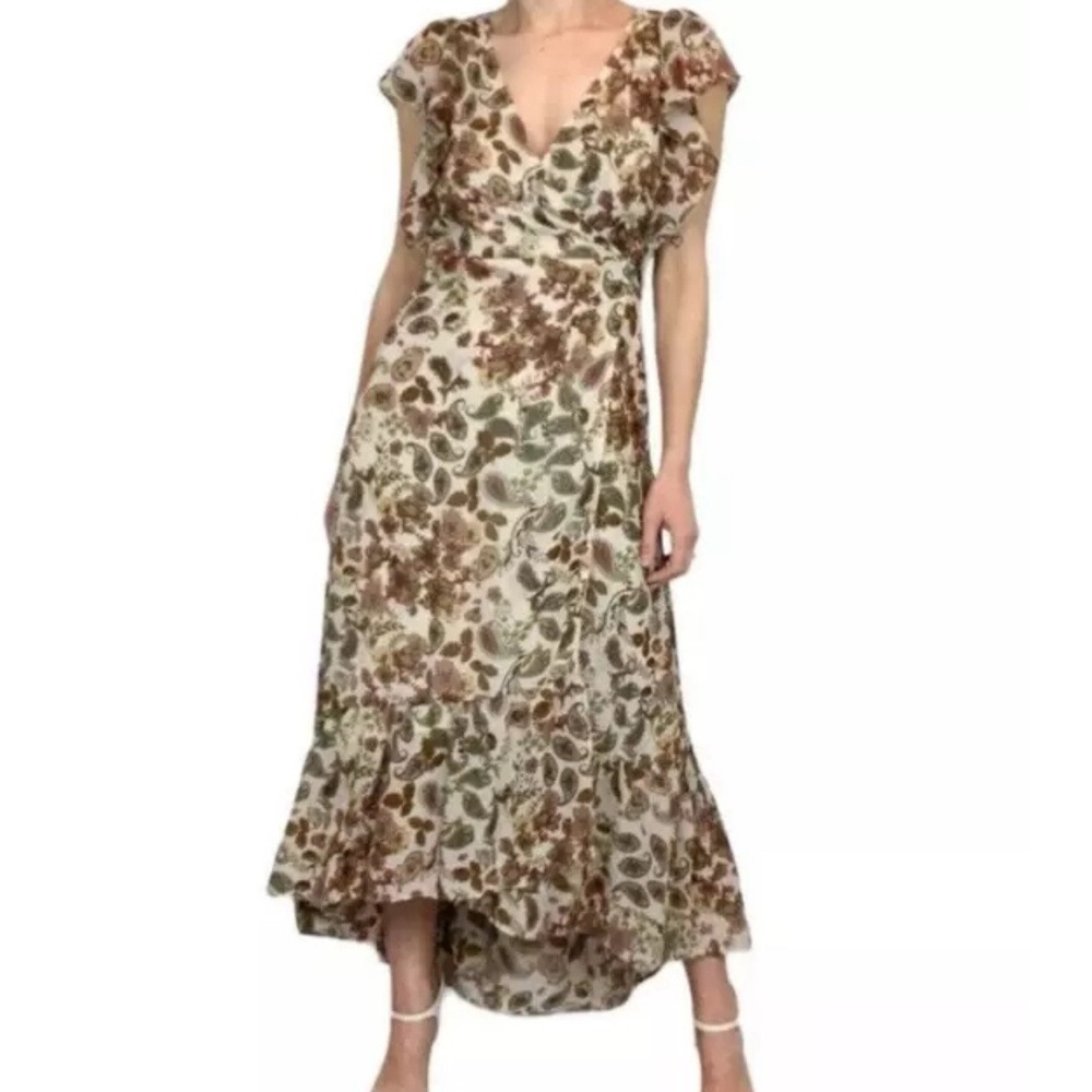 Anthropologie Drew Medium Terra Dress Vintage Garden‎ Floral Paisley Wrap #KL4-7